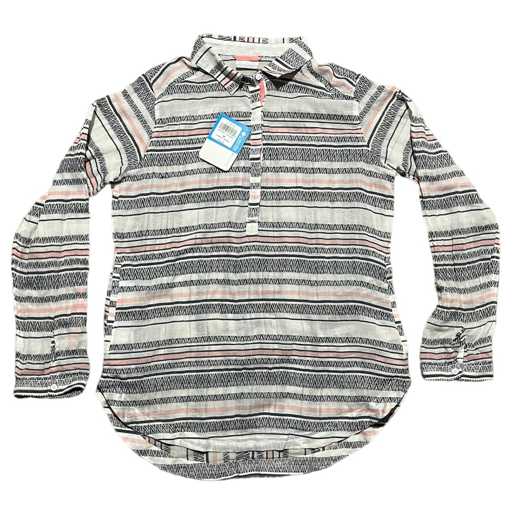 NWT Columbia Striped Half Button Up Top | Women's M